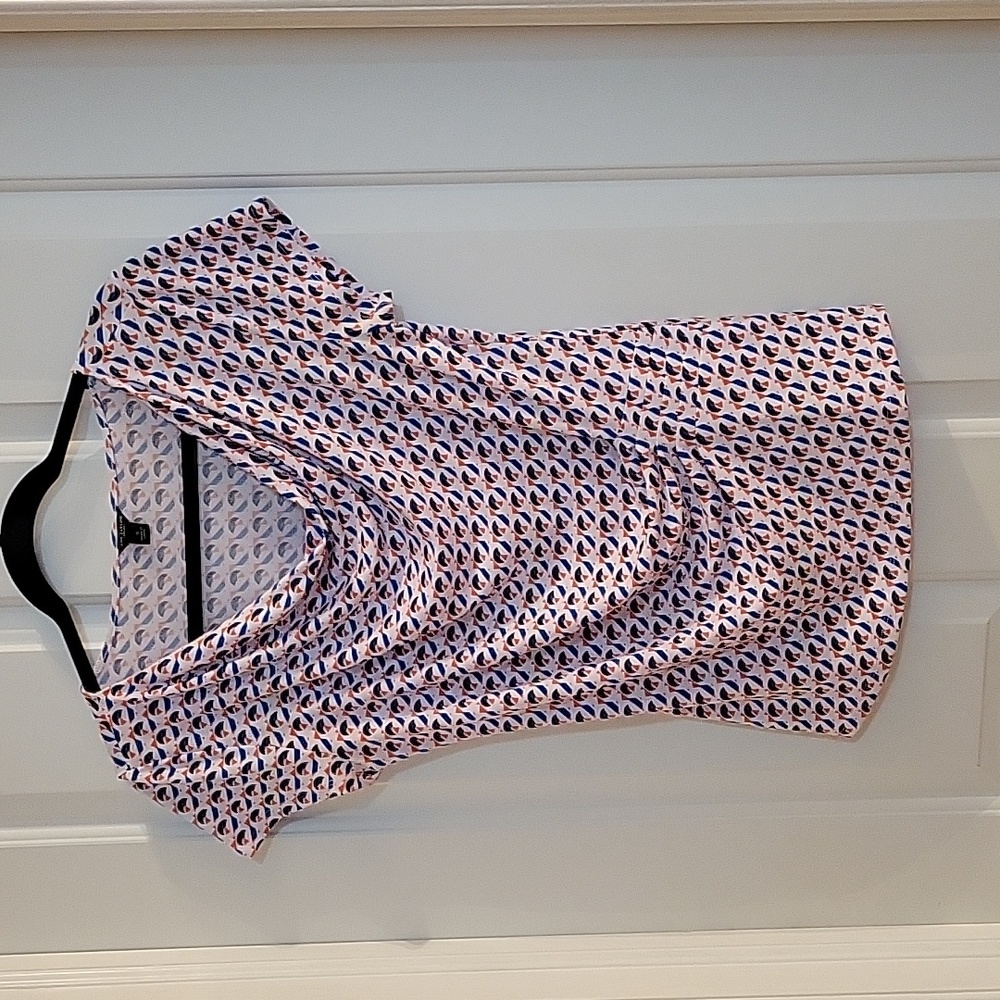 Ann taylor white blue orange print small